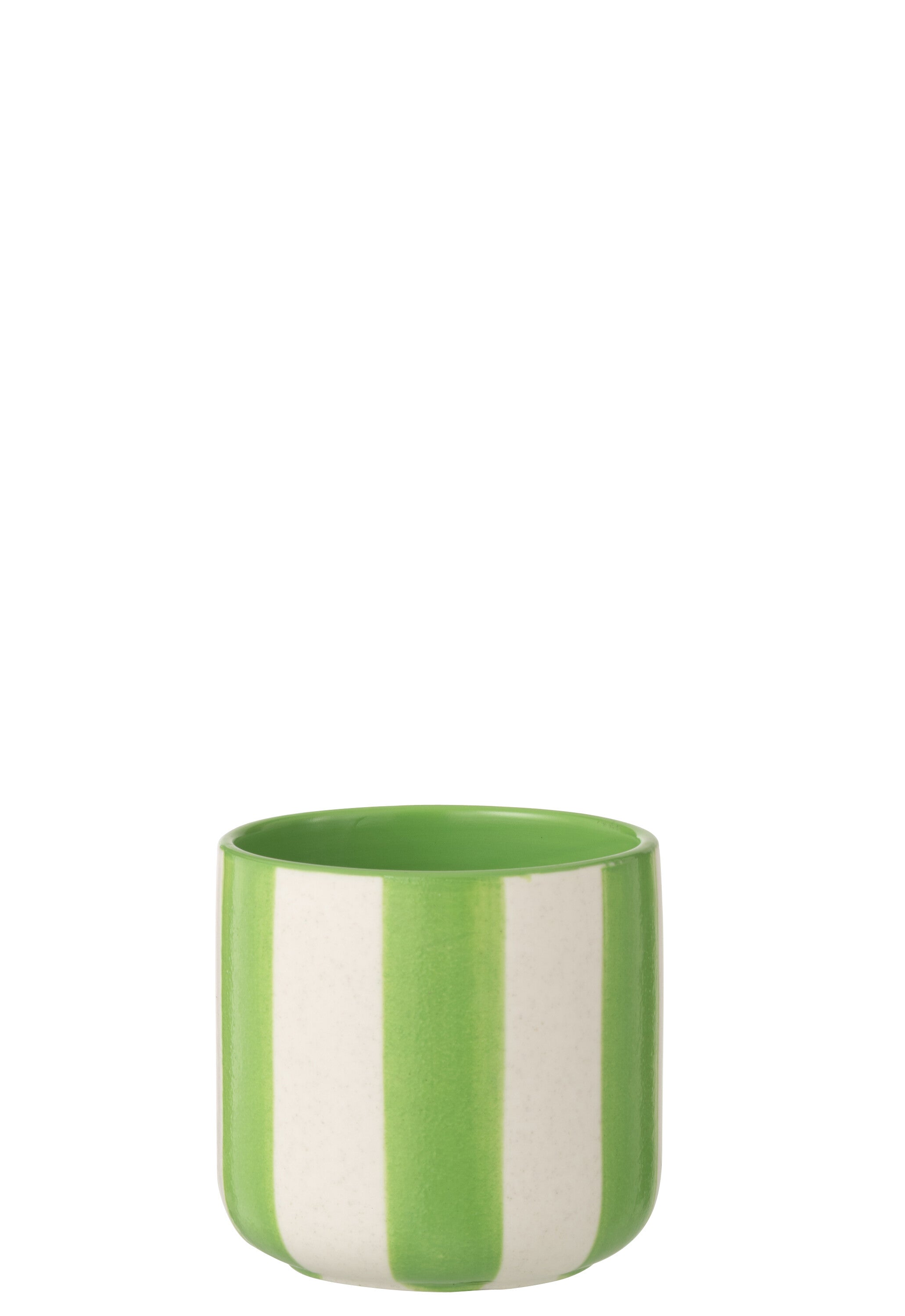 J-Line bloempot Gestreept - keramiek - groen/wit - small