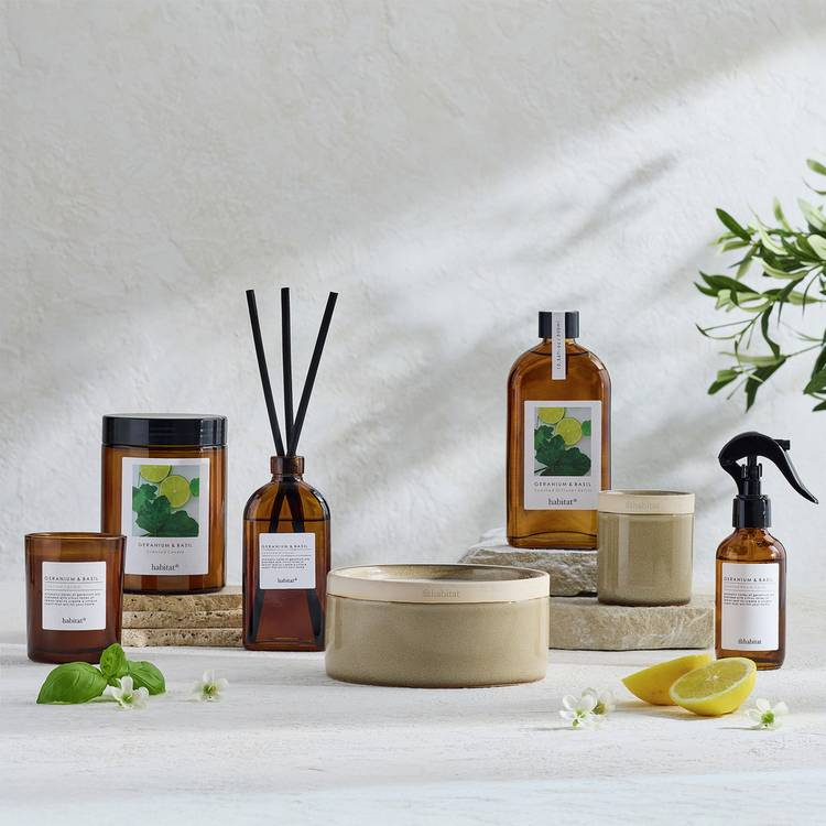 Habitat Singlewick Candle - Geranium & Basil