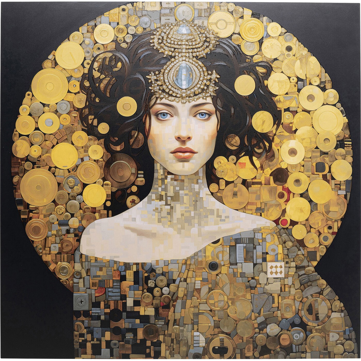 Kare Design Schilderij vrouw Art Nouveau 80x80cm