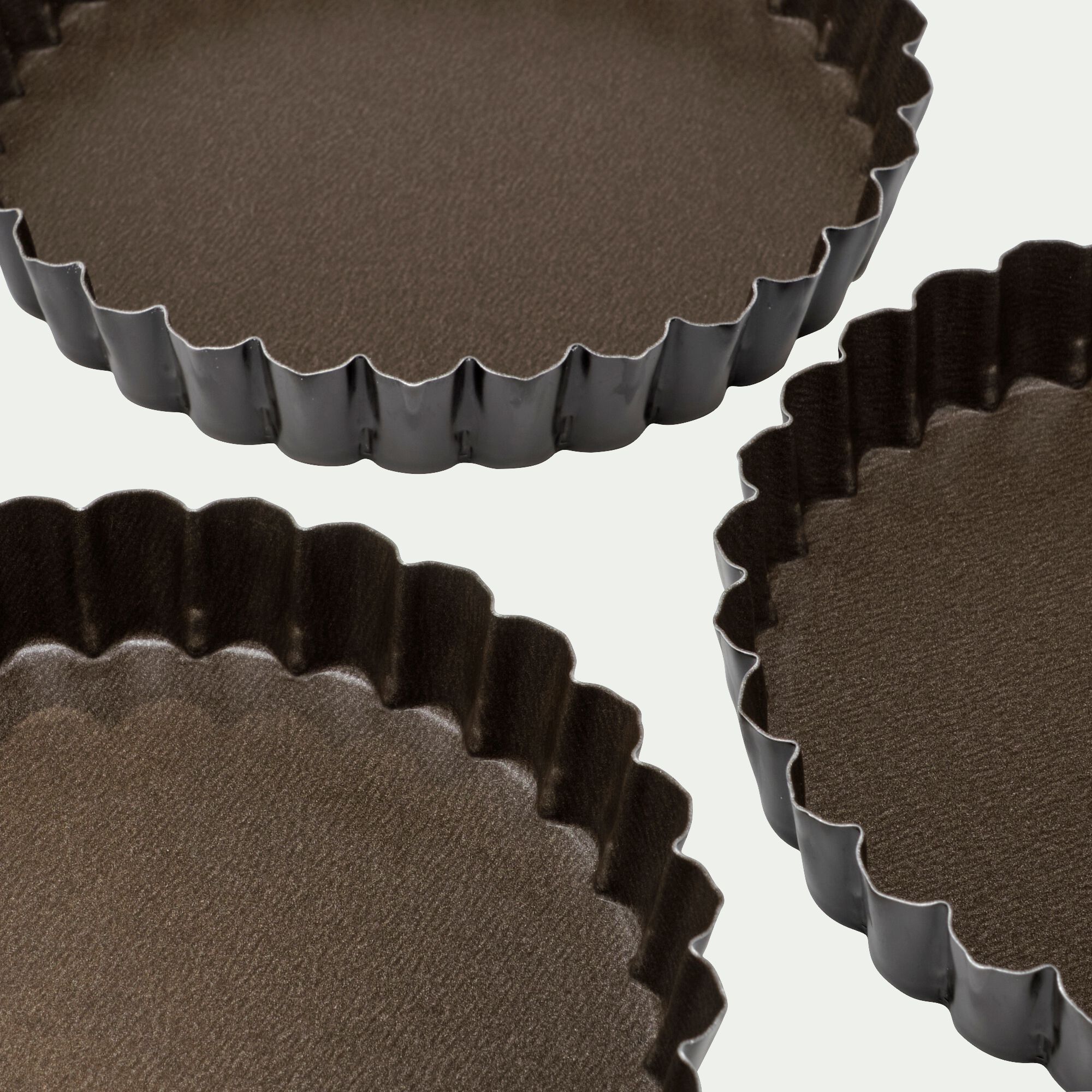 GOBEL - Lot de 6 moules à tartelette en acier D12cm - marron