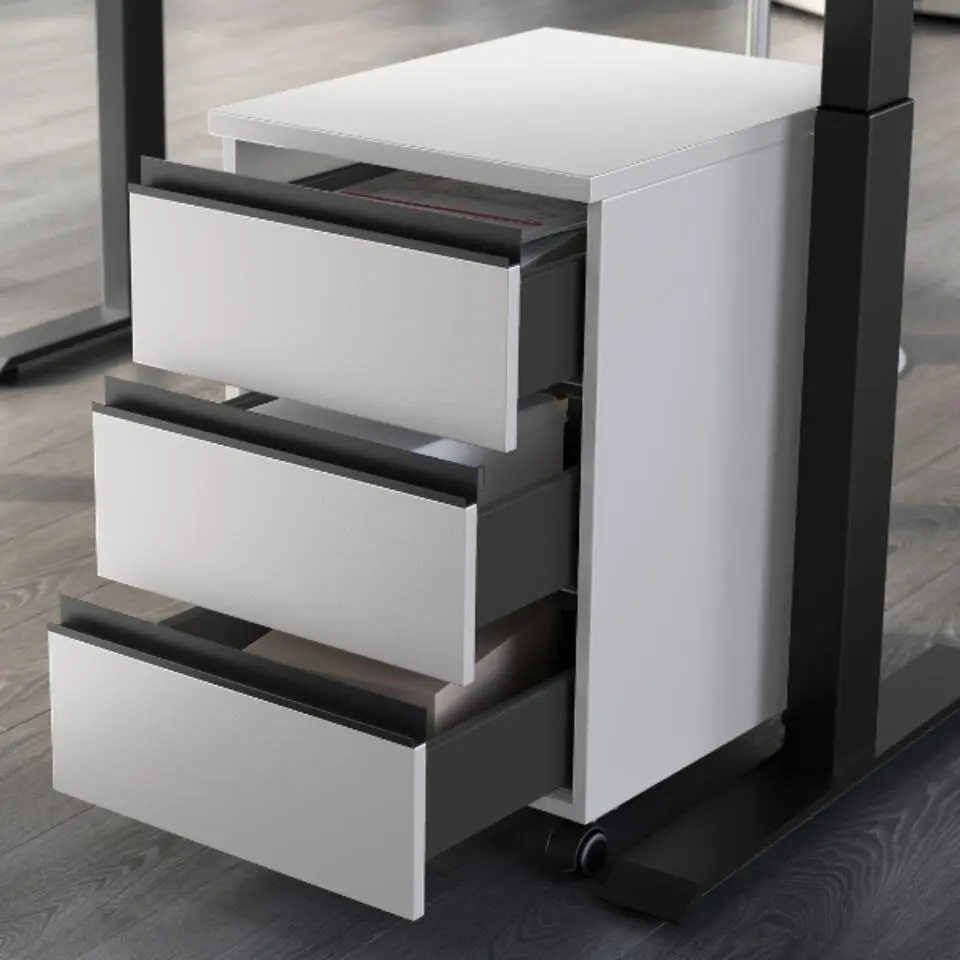 Ladeblok Bogdan - 3 lades - met wielen - wit