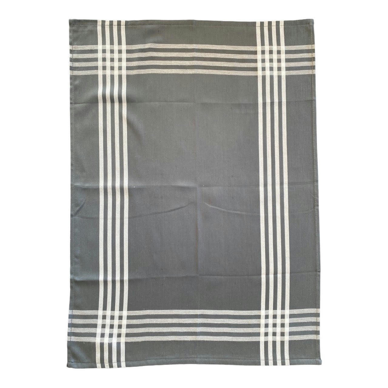 rayures classiques - Deux Duos torchons assortis bicolores rayés gris 50 x 70