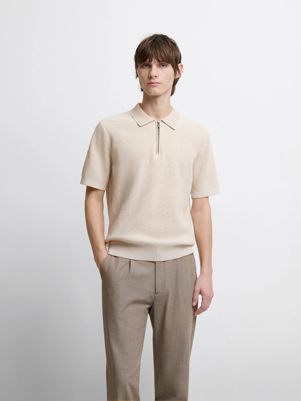 Polo  col zippé en coton bio