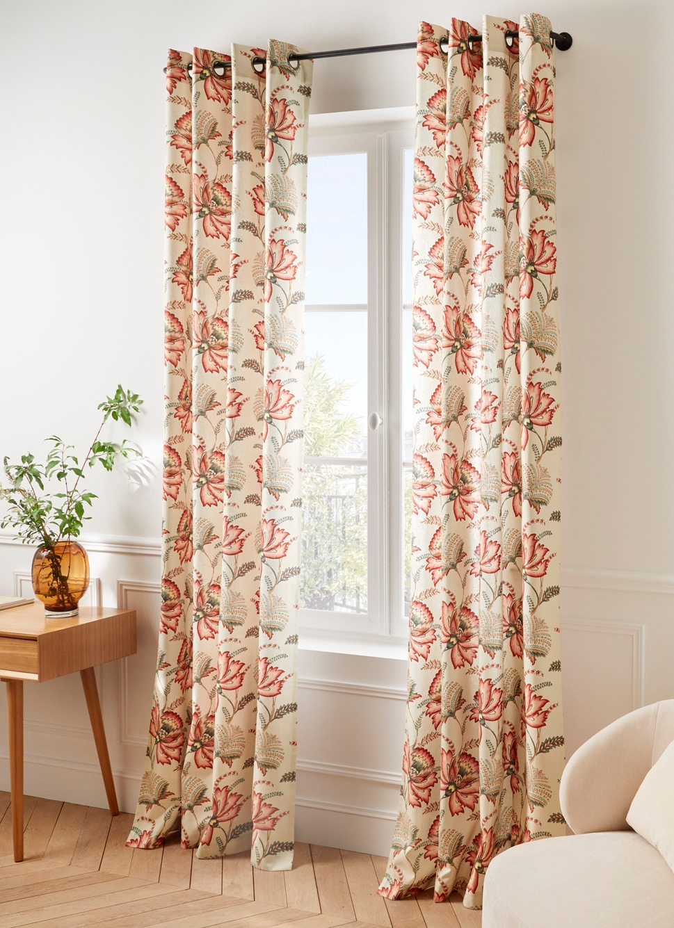 RIDEAU à MOTIFS FLORAUX JULIA BLANC CASSÉ