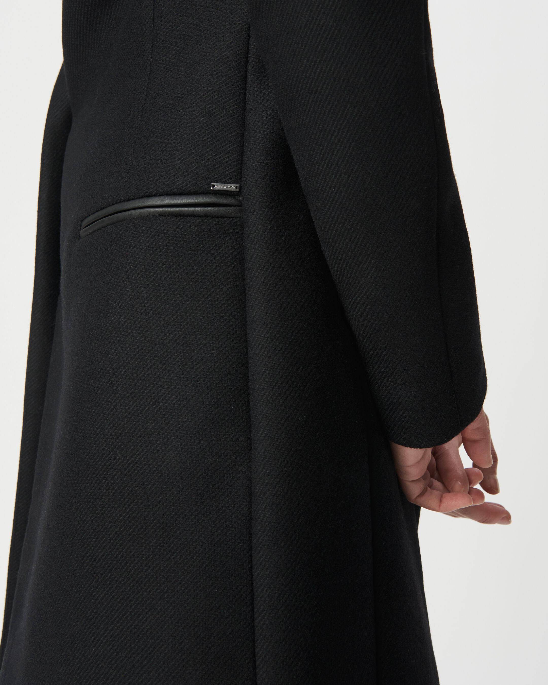 Manteau mi-long noir capuche matelassée amovible Femme