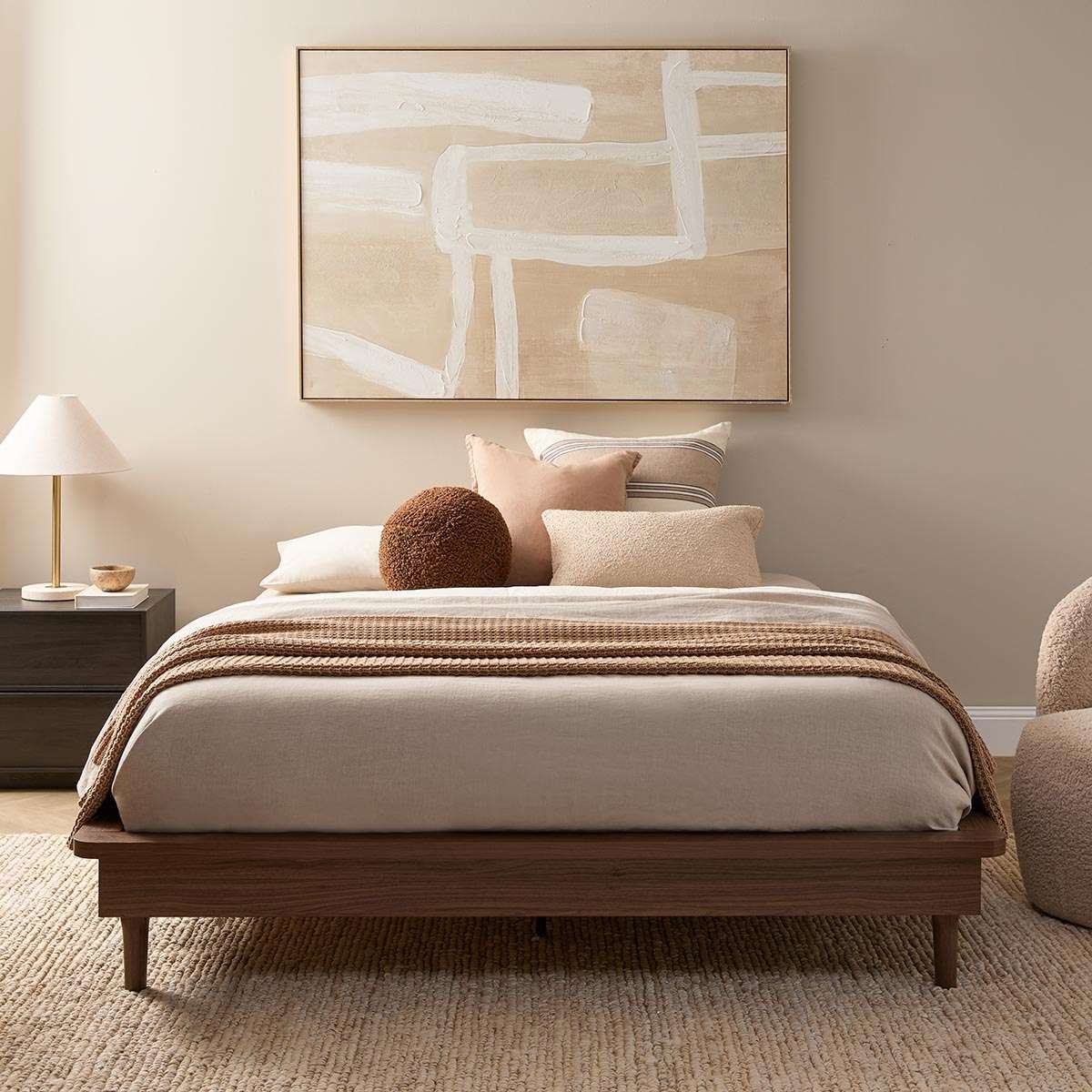 Queen Bed Base - Walnut