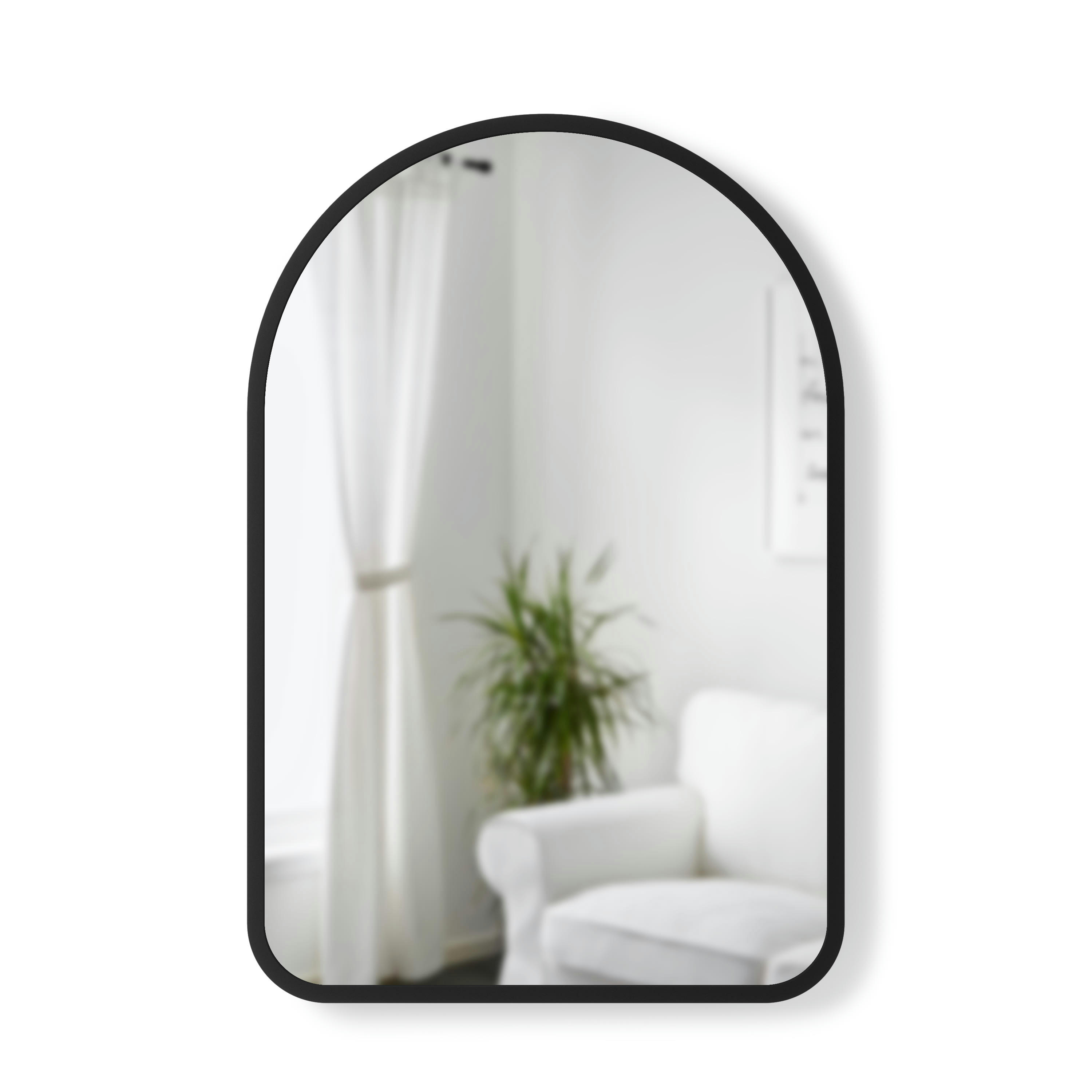 ARCHED - Miroir HUB Arche Bord Caoutchouc Noir 61 x 91 cm