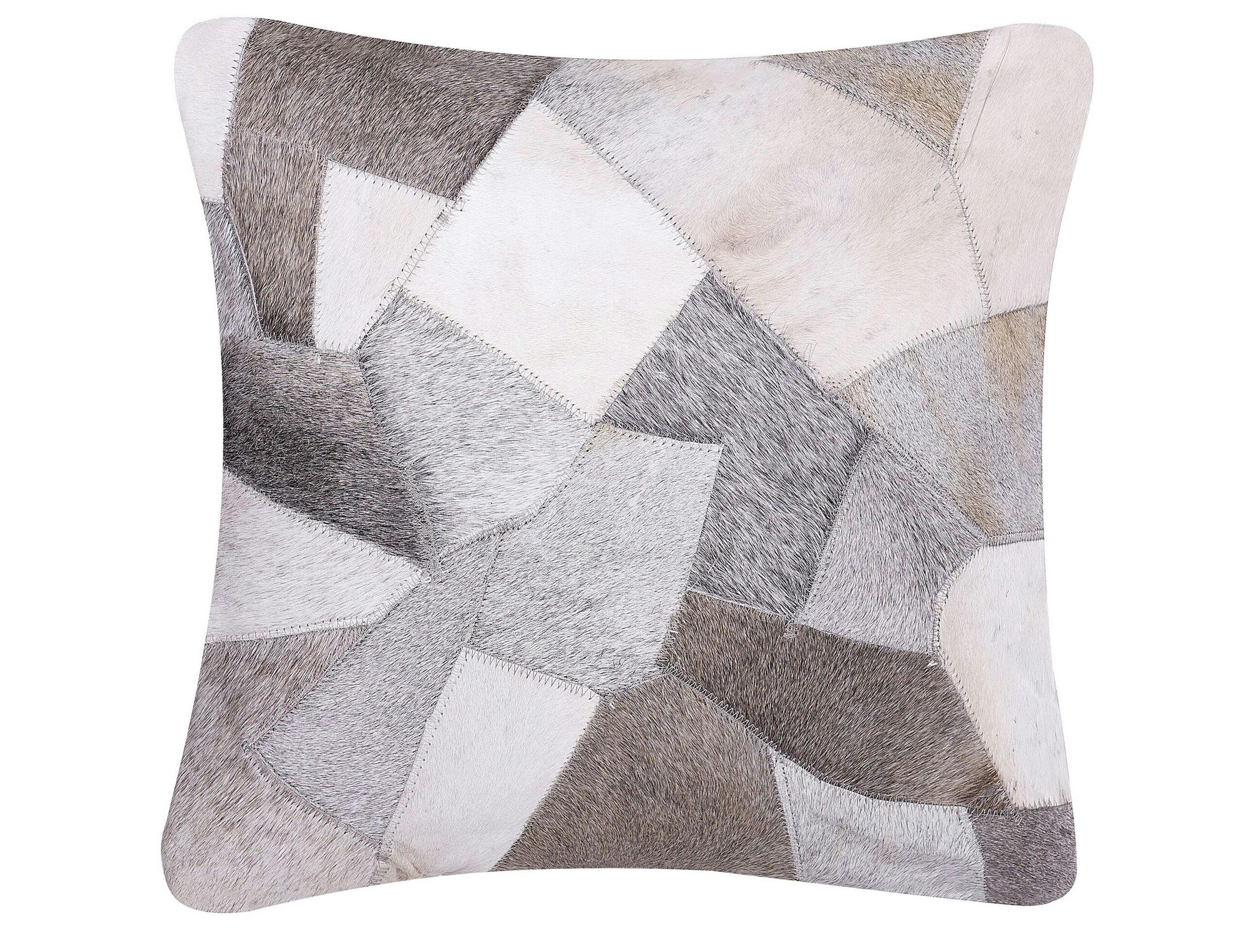 NEELOOR - Coussin décoratif en cuir véritable gris 45x10cm