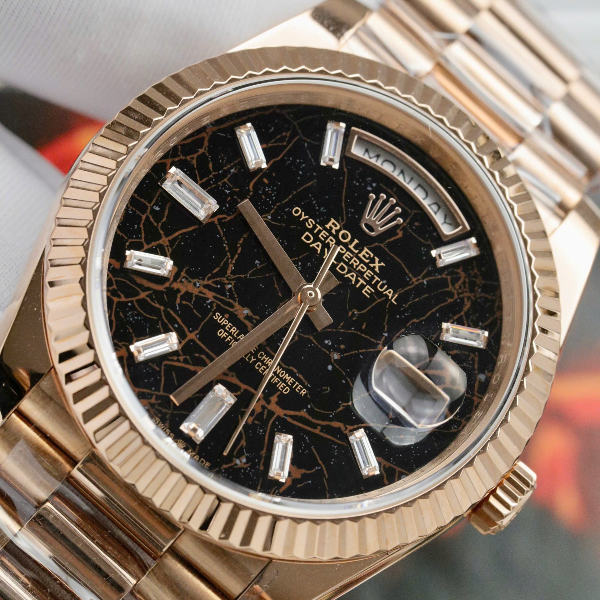 Rolex Day-Date RG Plated Eisenkiesel Dial CZ Diamonds 36mm Super Clone