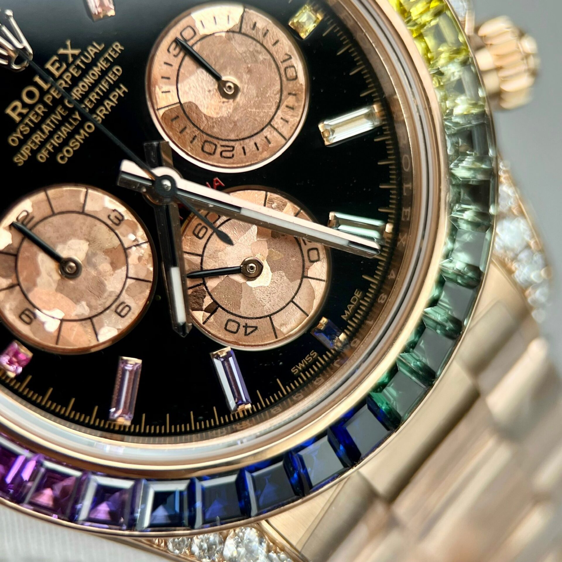 Rolex Daytona 116595RBOW Rainbow RG Plated Black Dial With Diamonds 40mm Oyster Super Clone