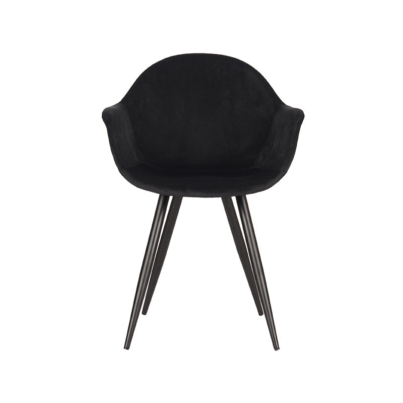 LABEL51 Eetkamerstoel Forli - Zwart Velvet - Zithoogte 48cm - Set van 2