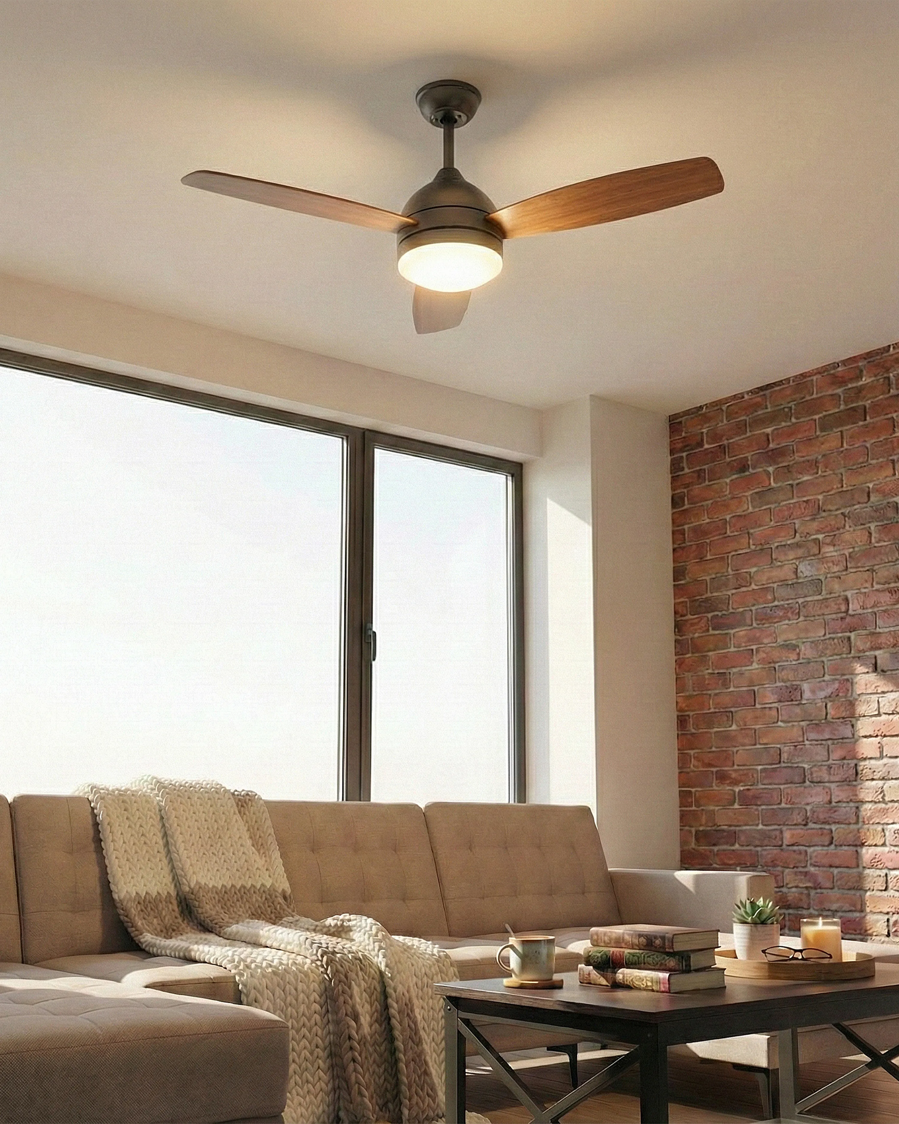 Ceiling Fan with Light MANSALA with Remote LED Dark Brown