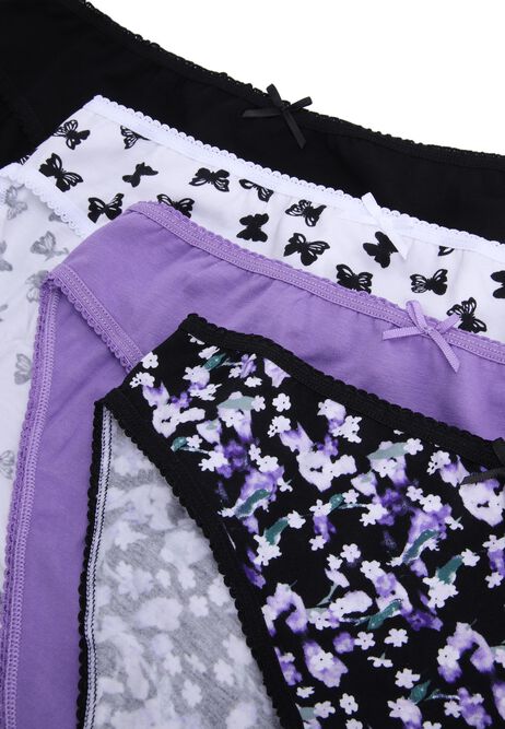 Womens 4pk Purple Butterfly High Cut Briefs