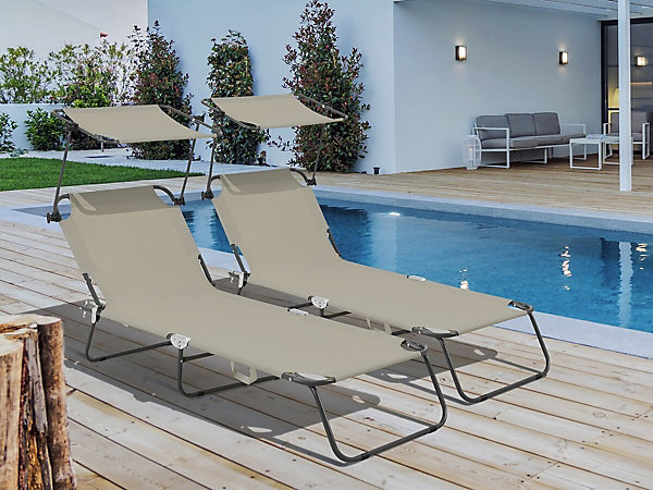 Lot de 2 bains de soleil pliable 