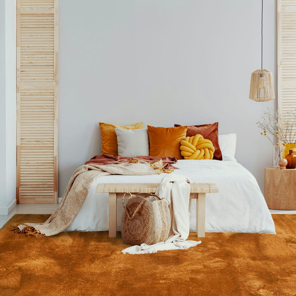 SAUVAGE - Tapis à poils longs extra-doux ocre 160x230