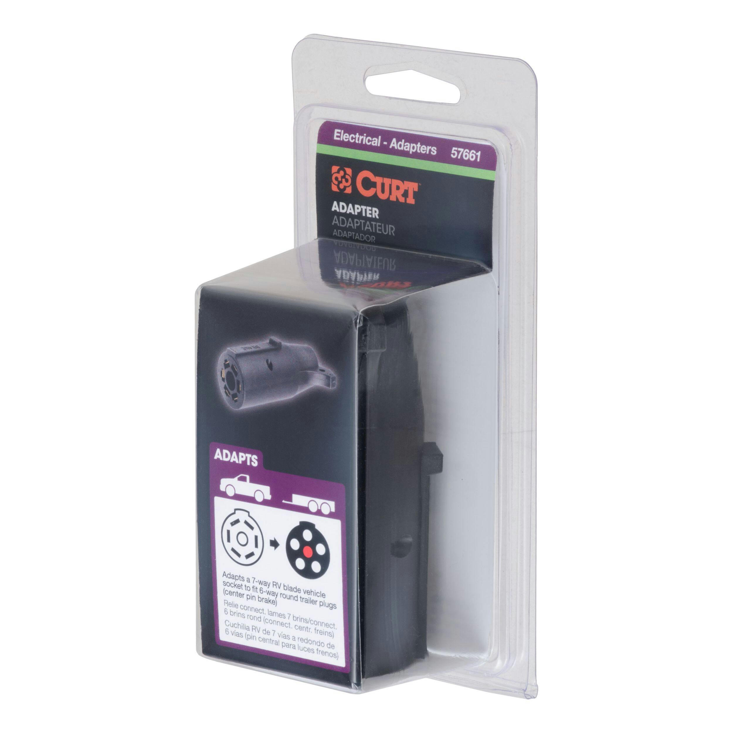 CURT Electrical Adapter 7-Way RV to 6-Round, Center Pin Brake
