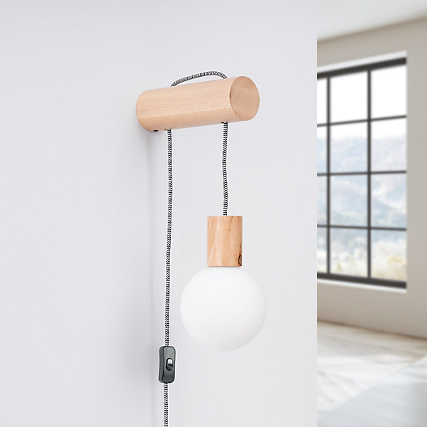 Applique en bois/verre 1 lampes 6x25x67cm Sollux