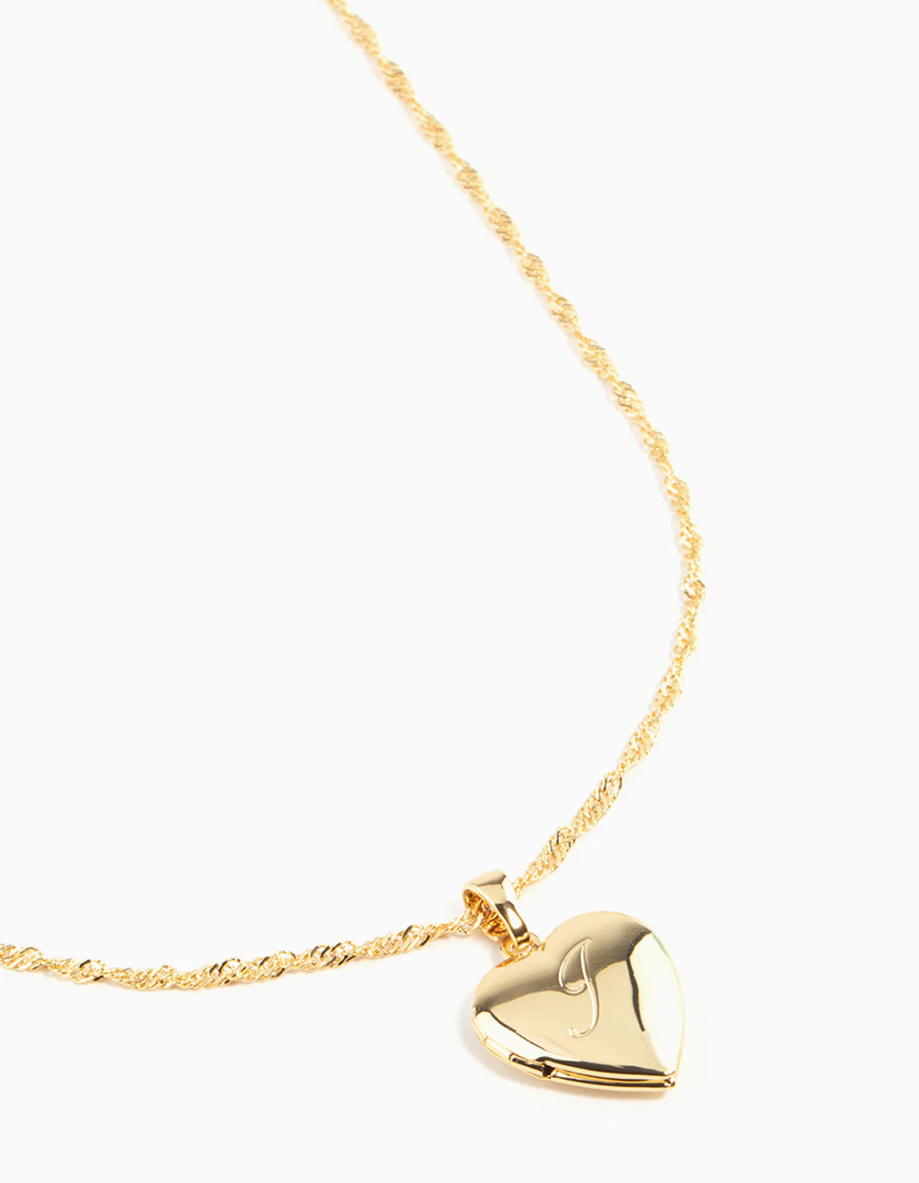 Gold Plated Heart Locket Letter  J Necklace