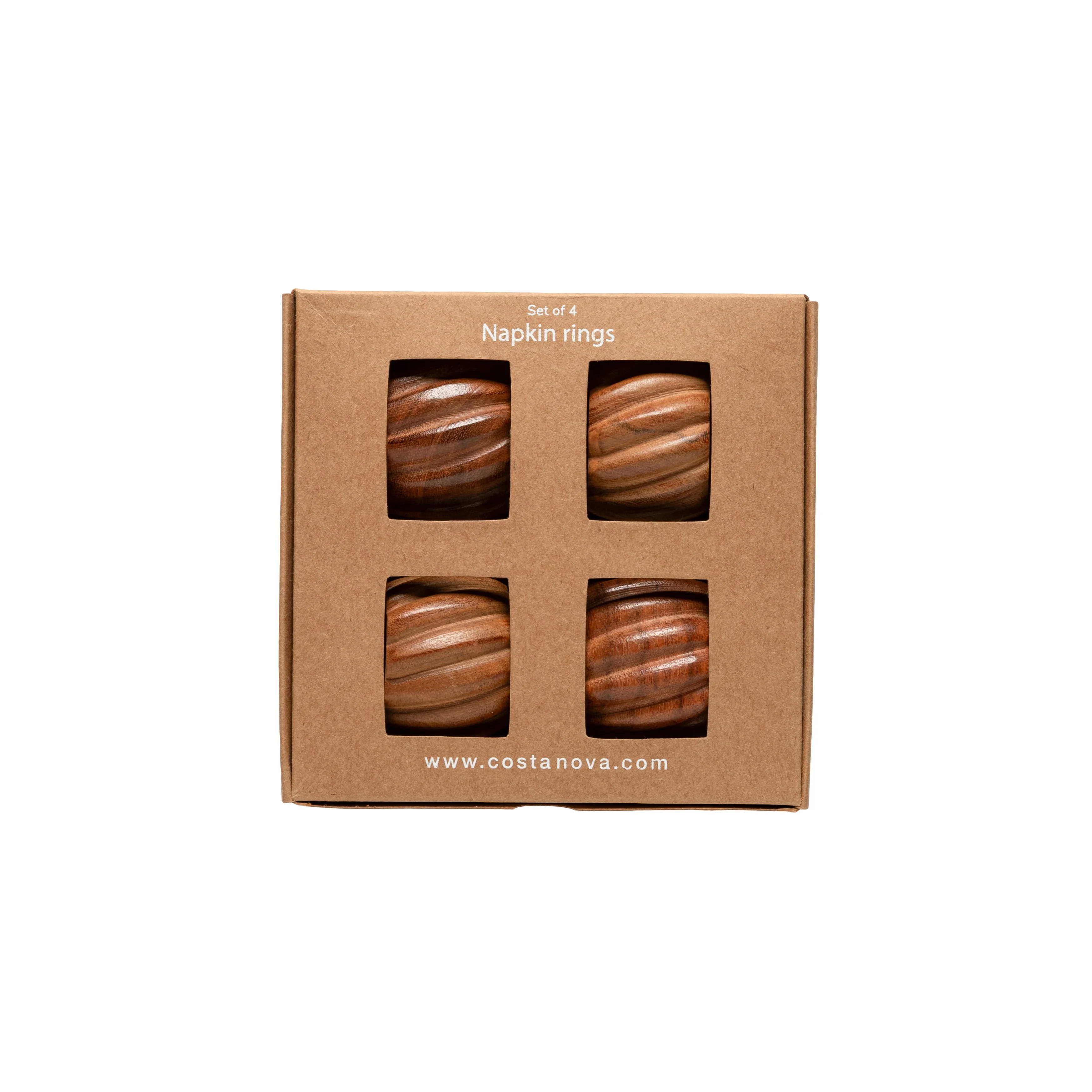 Set 4 Round Wood Napkin Rings Napkin Ring Collection - Wood