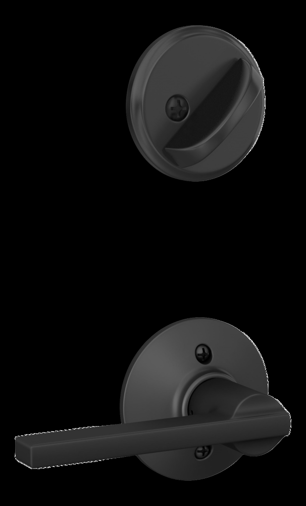 Schlage Greenwich Grip Handle Set & Deadbolt Door Lock Set with Lattitude Lever, Matte Black