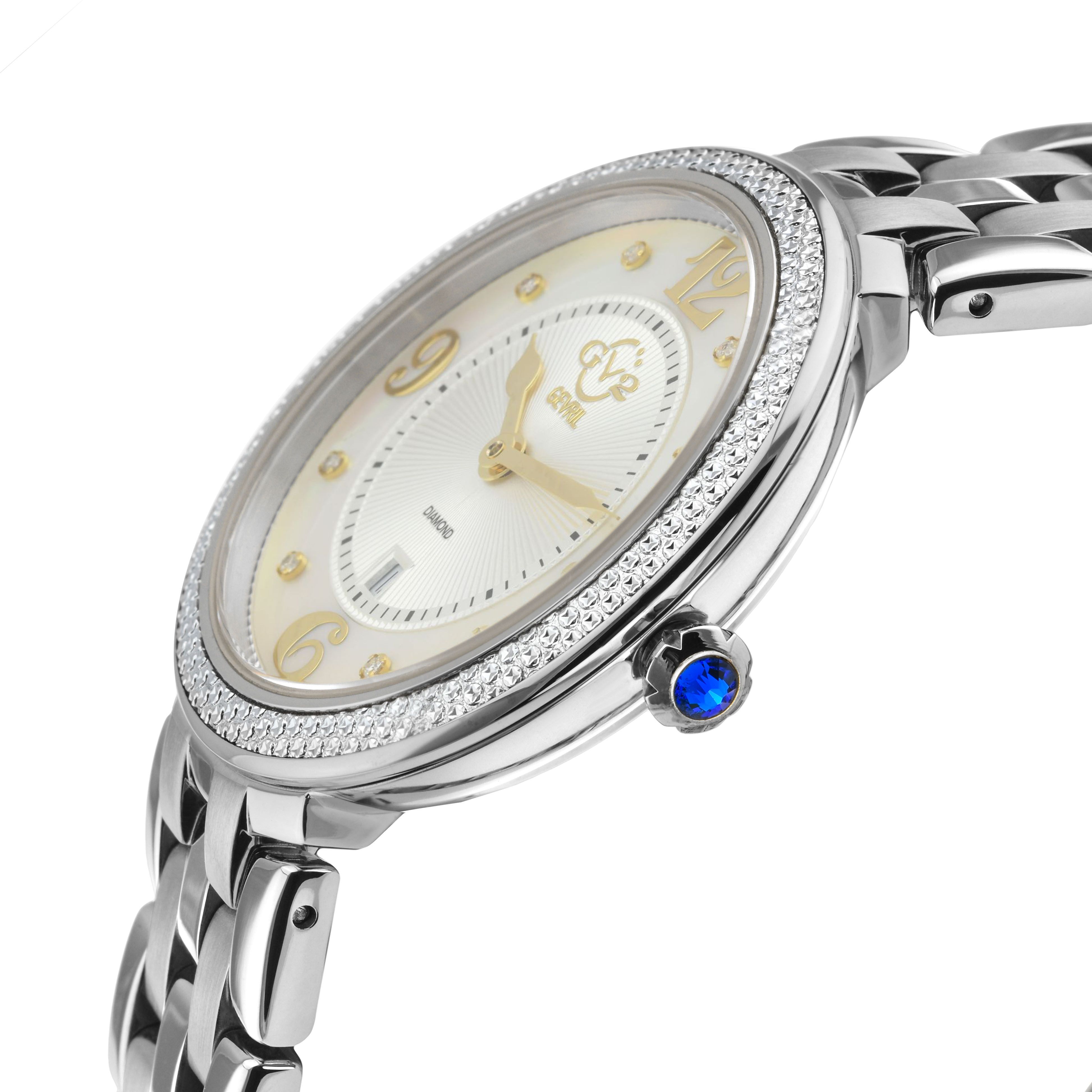 GV2 Verona, Swiss Quartz Watch, White MOP Dial, 316L Stainless Steel, and Sapphire Crystal