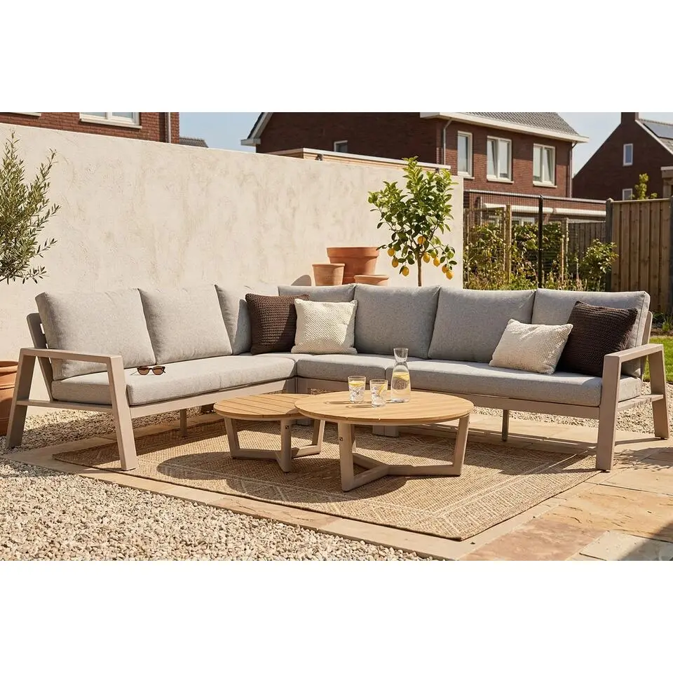 Hoek loungeset 6 personen Aluminium Zand/Beige Lifestyle Garden Furniture