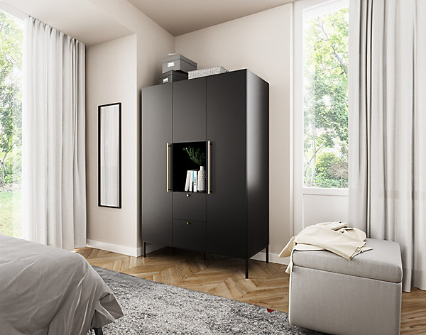 Felicia - armoire - noir - 135x200 cm - Best Mobilier