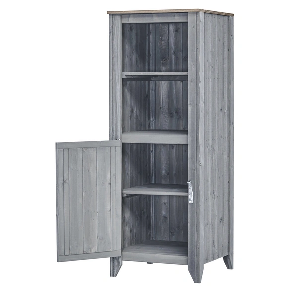 Hochschrank »Typ 564«, für Outdoorküche, Holz, hellgrau, 2 Fachböden