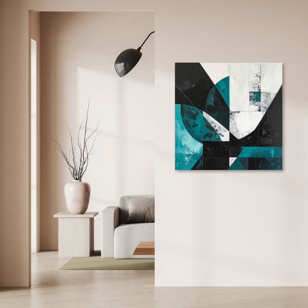 Obraz do salonu biura kuchni, Geometryczna abstrakcja turkusowy 20x20