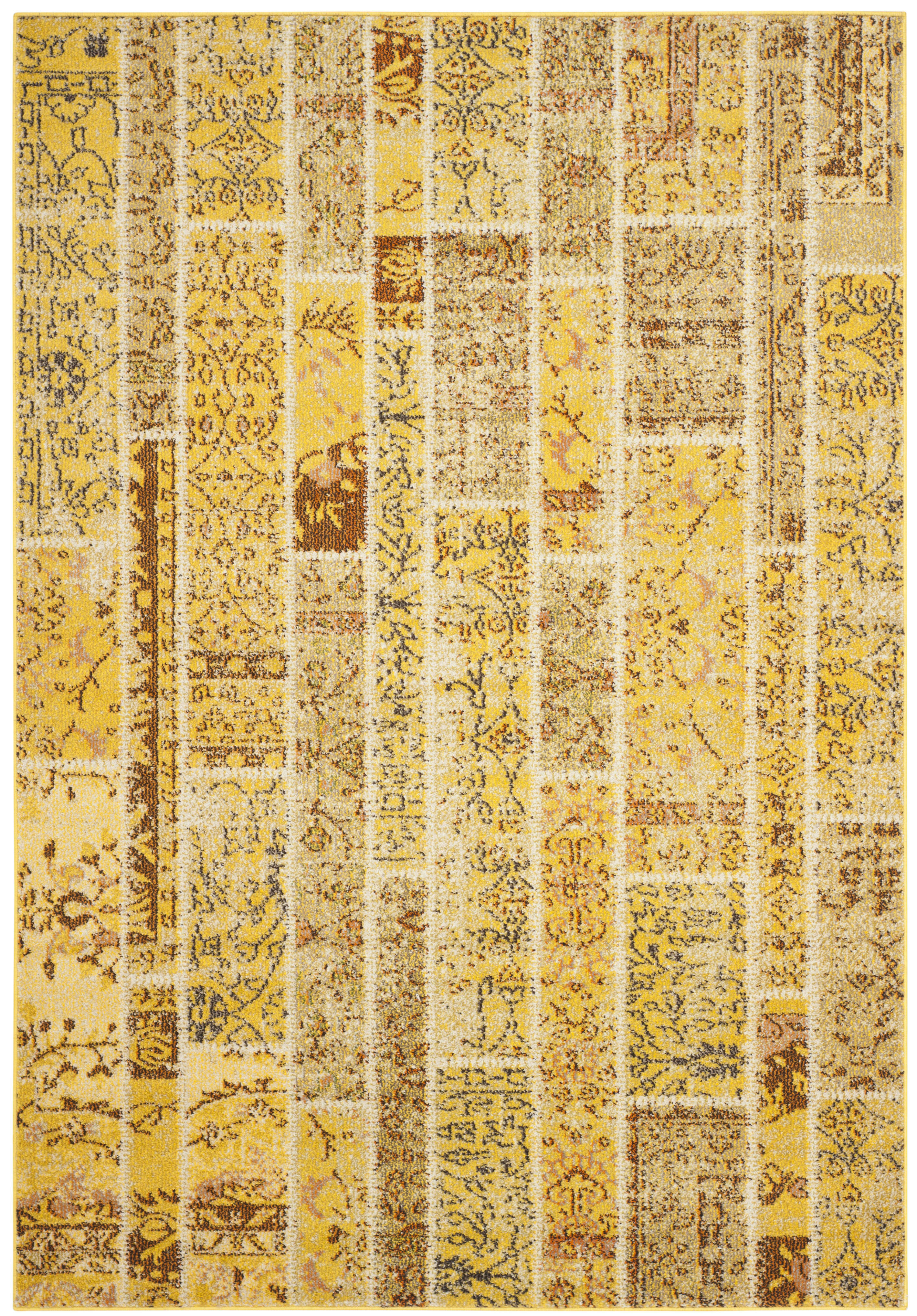 MONACO - Tapis de salon interieur en jaune & multi, 201 x 279 cm
