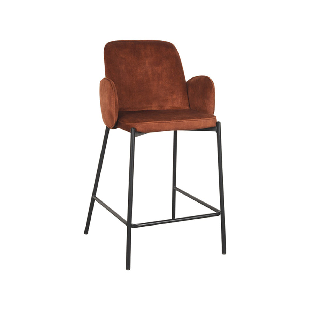 LABEL51 Barkruk Jari - Bruin Velvet - Zithoogte 65cm - Set van 2