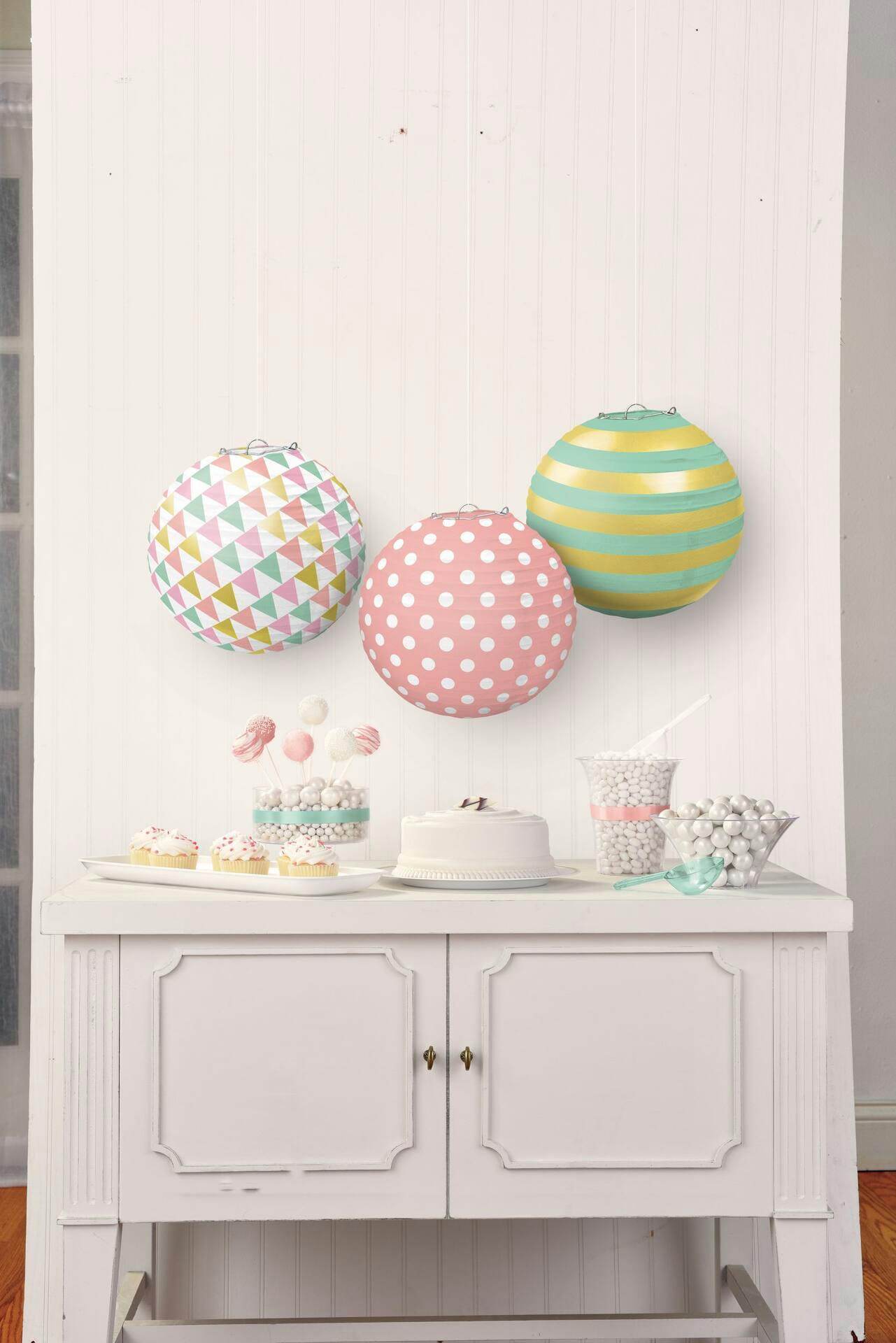 Pastel & Gold Paper Lanterns