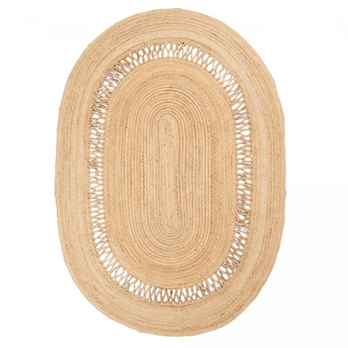 JUTOVAL - Tapis kilim en jute beige 120x170