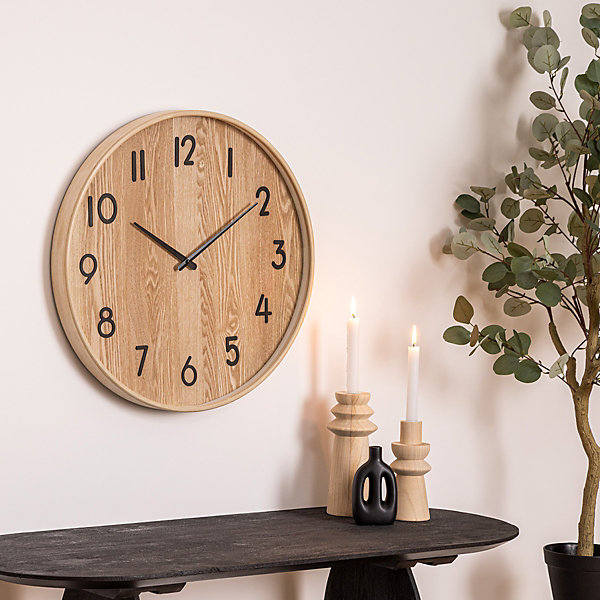 Horloge Ivana bois clair D55cm - Atmosphera
