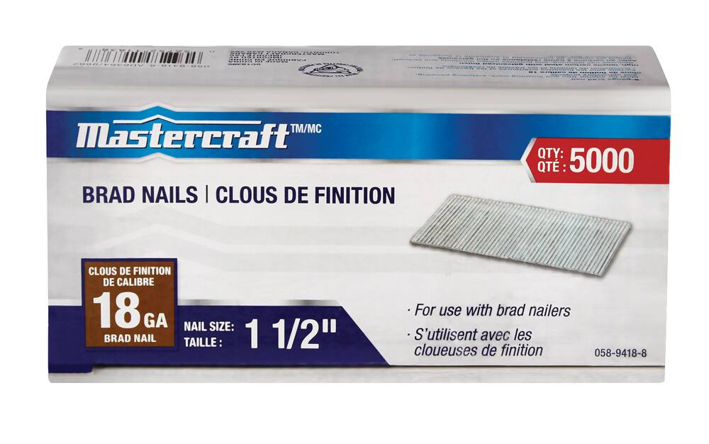 Mastercraft 18-Gauge Brad Nails, 1-1/2-in, 5000-pc