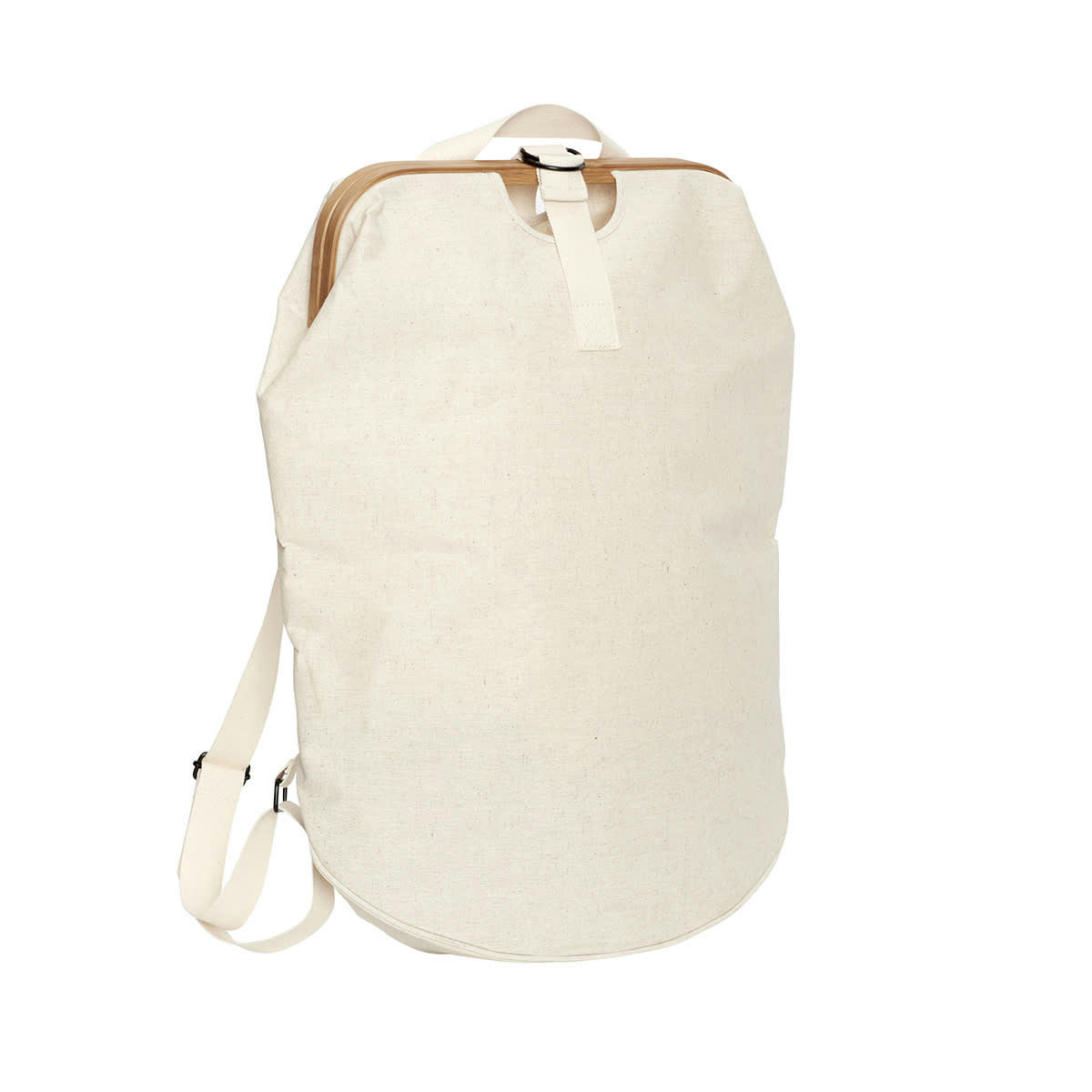 ECRU - Panier à linge en toile et bambou beige