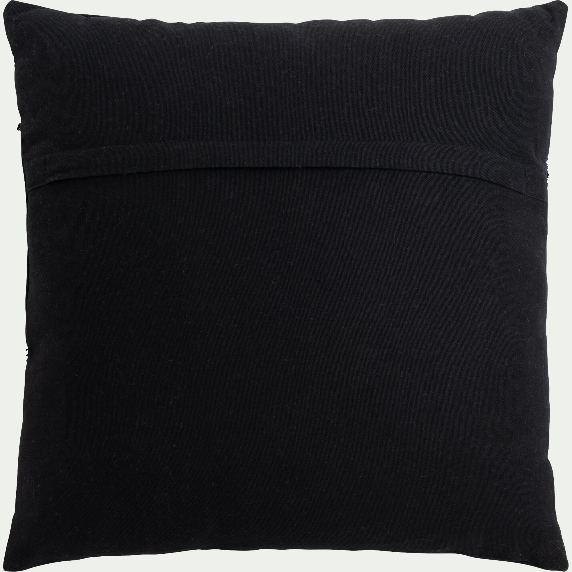 OLLIA - Coussin motifs laineux en coton 45x45cm - noir