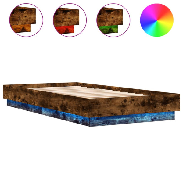 Łóżko Drewniane Rama Łóżka Sofa Brązowe Do Sypialni Pokoju LED 75x190 cm