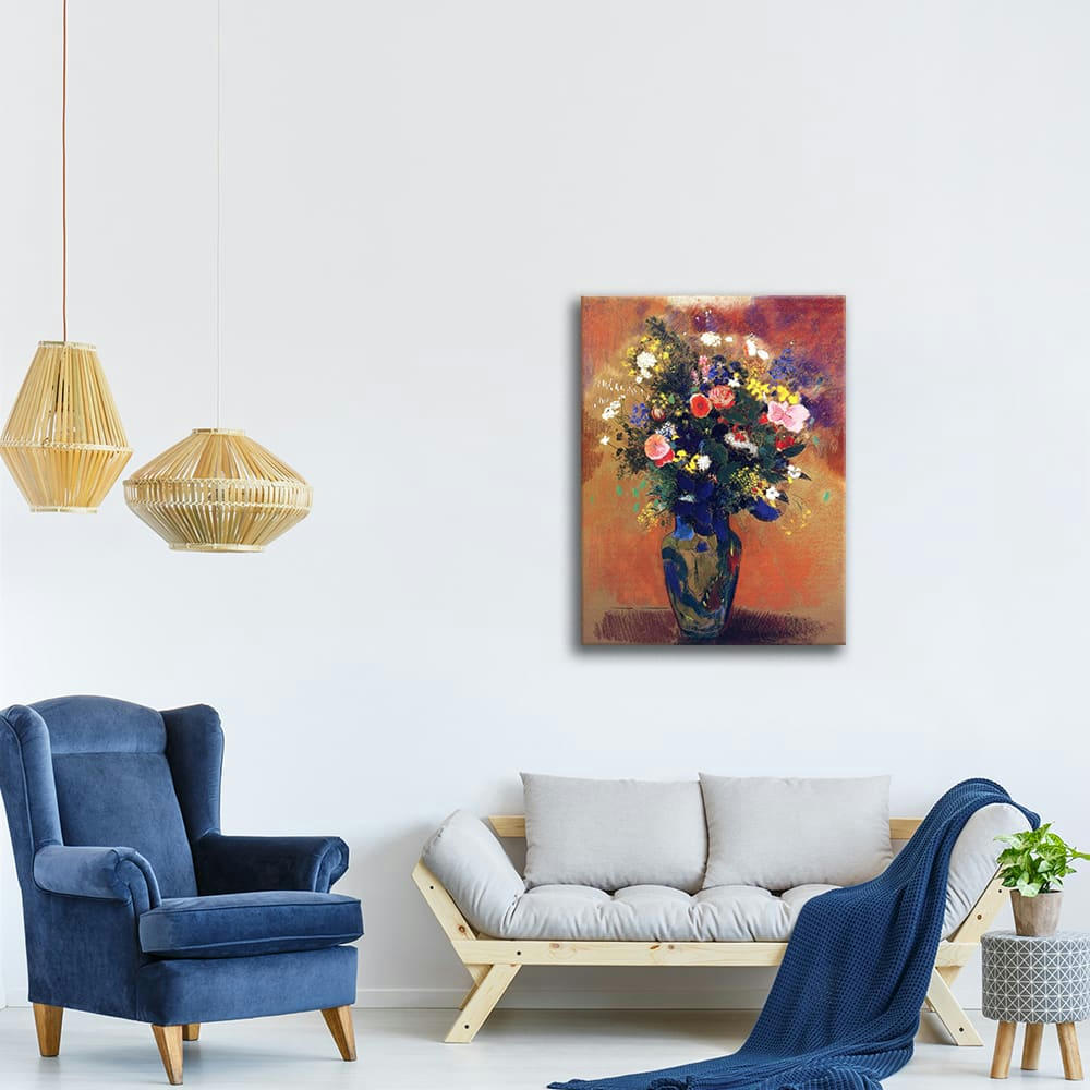 - Tableau impression sur toile - Vase de Fleurs Odilon Redon 50x70cm