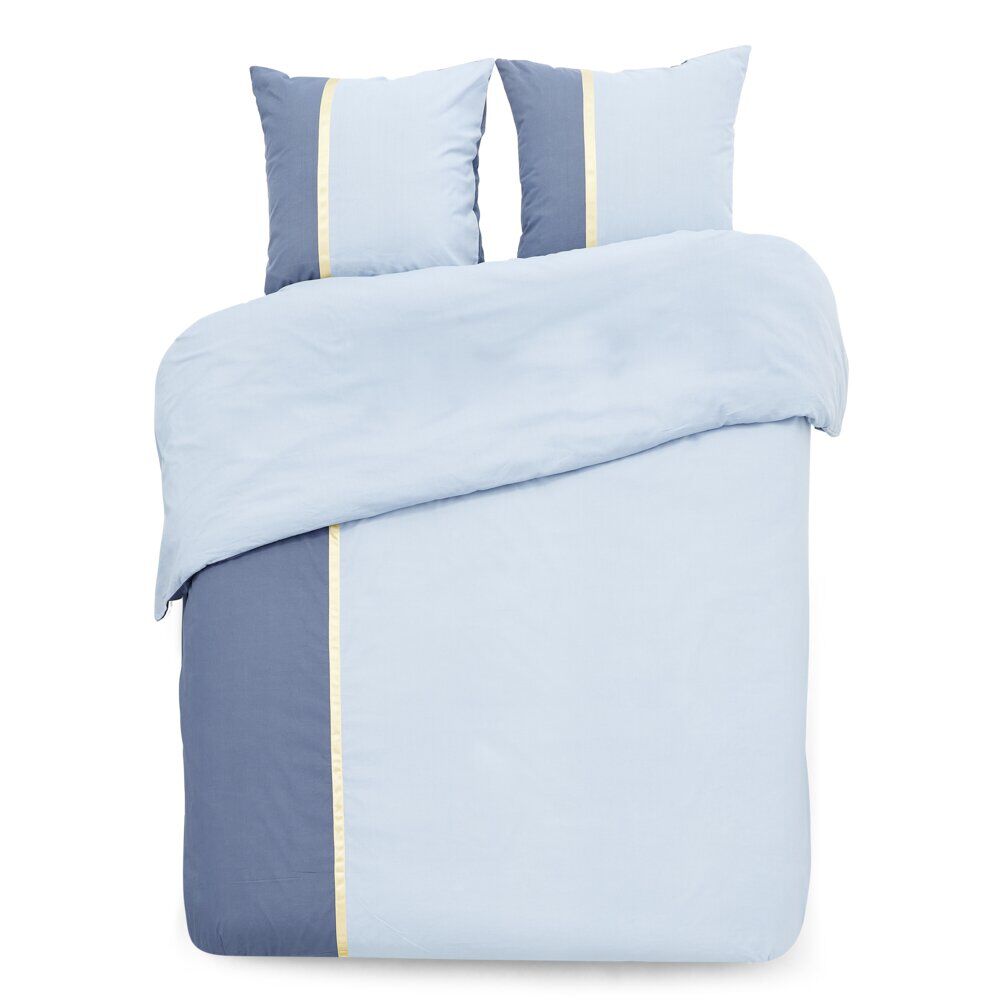 Parure de lit 2 personnes 240x220cm réversible bleu clair et foncé