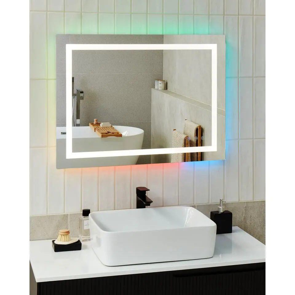 PRENOIS - Badkamerspiegel met LED - Zilver - Aluminium