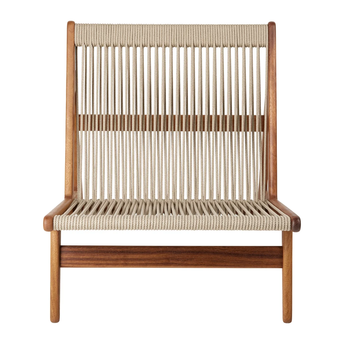 Gubi - MR01 Outdoor Lounge Stuhl, Iroko natur / Sunfire Melange beige sand