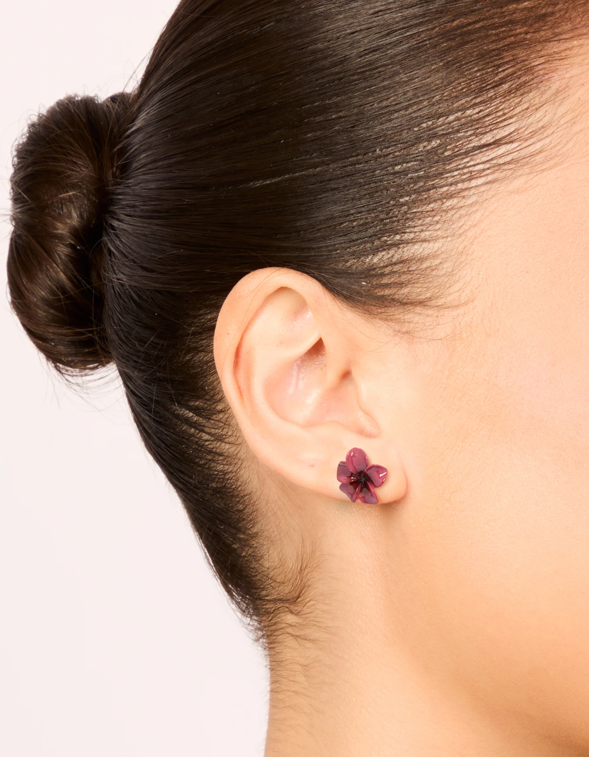 Burgundy Acrylic Frangipani Flower Stud Earrings