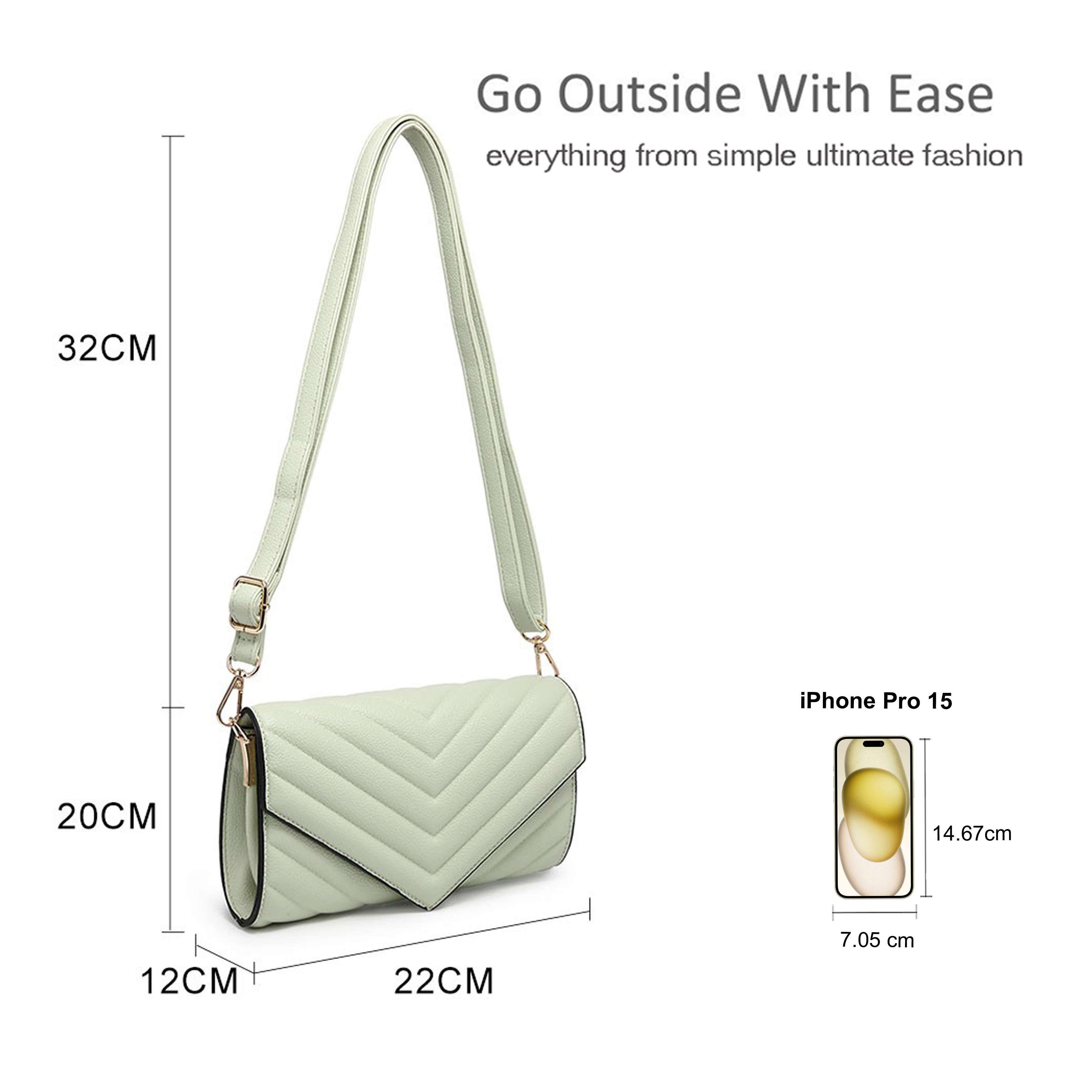 Kitise Multipurpose Quilted Chevron Crossbody Bag Clutch Purse Handbag