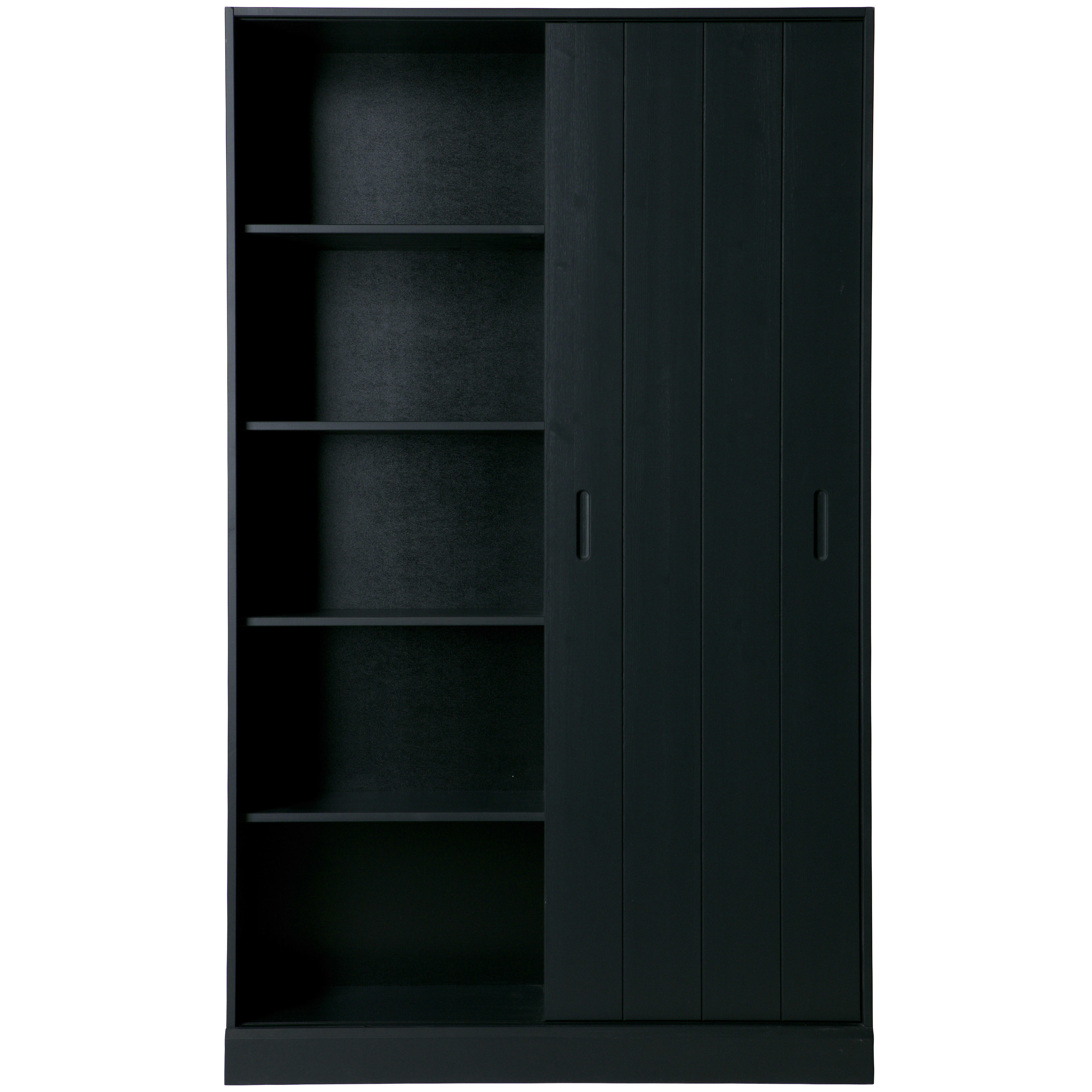 MOVE - Armoire 1 porte coulissantes en pin noir