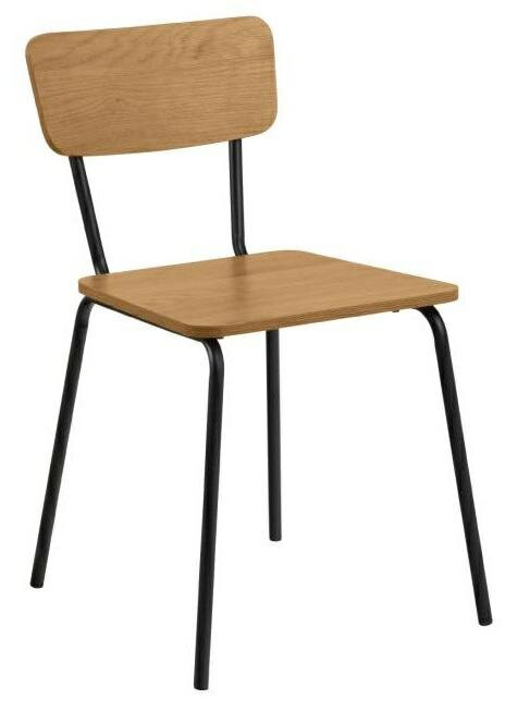 KRZESŁO Peru z MDF W OKLEINIE DZIKIEGO DĘBU metal