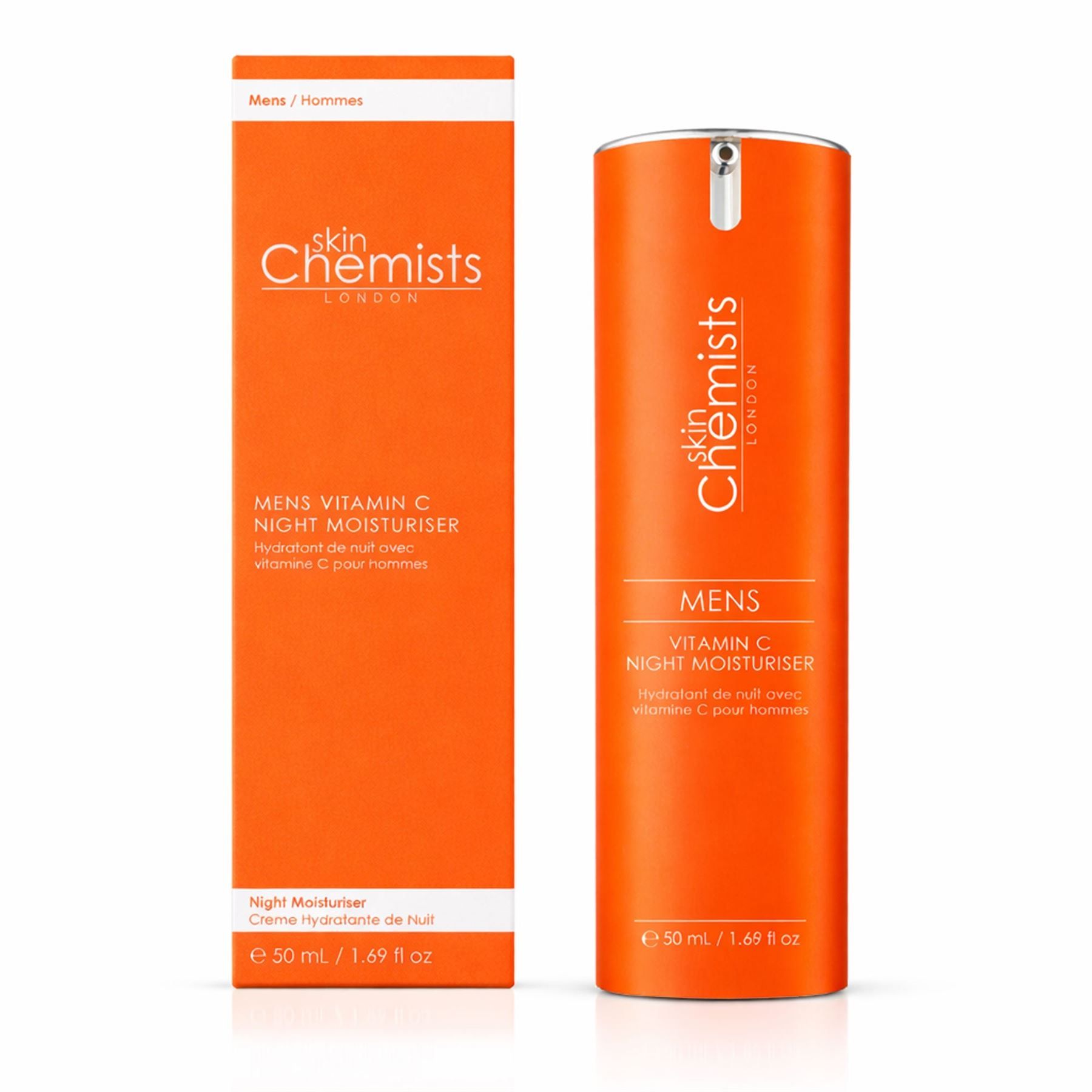 skinChemists professional Men's Anti-Ageing Vitamin C Night Moisturiser 50ml for Even Skin Tone and Radiance