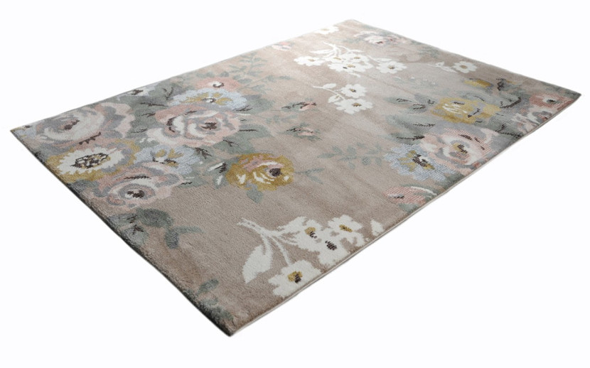 Dywan nowoczesny Pleasure Kwiaty beżowy 80 cm x 150 cm