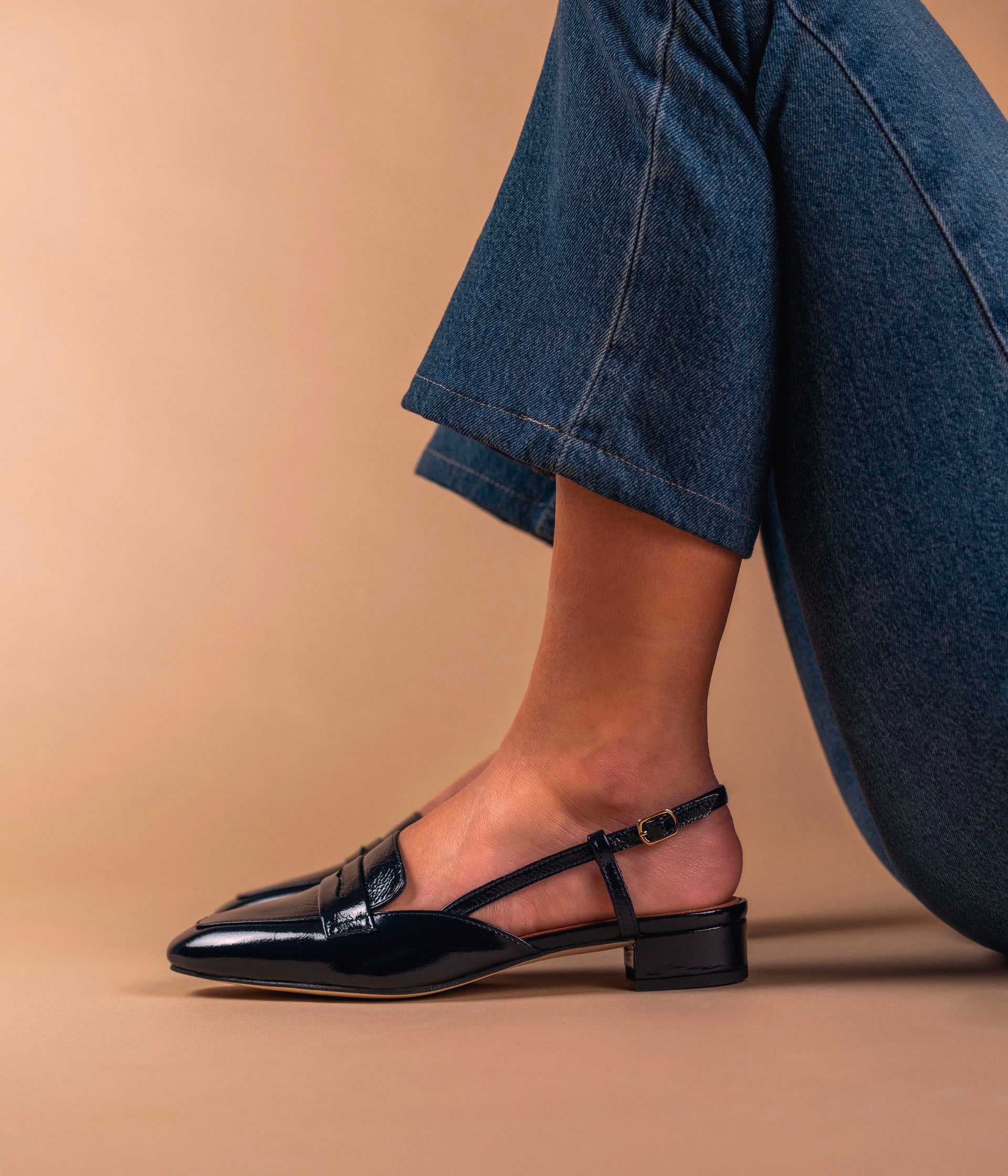 Mocassin slingback Alice marine