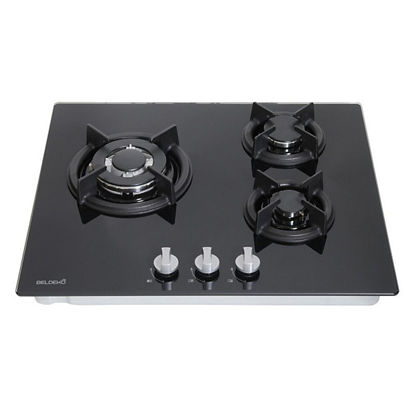BELDEKO - Plaque de cuisson 3 ZONES VERRE NOIR - GAZ BOUTEILLE